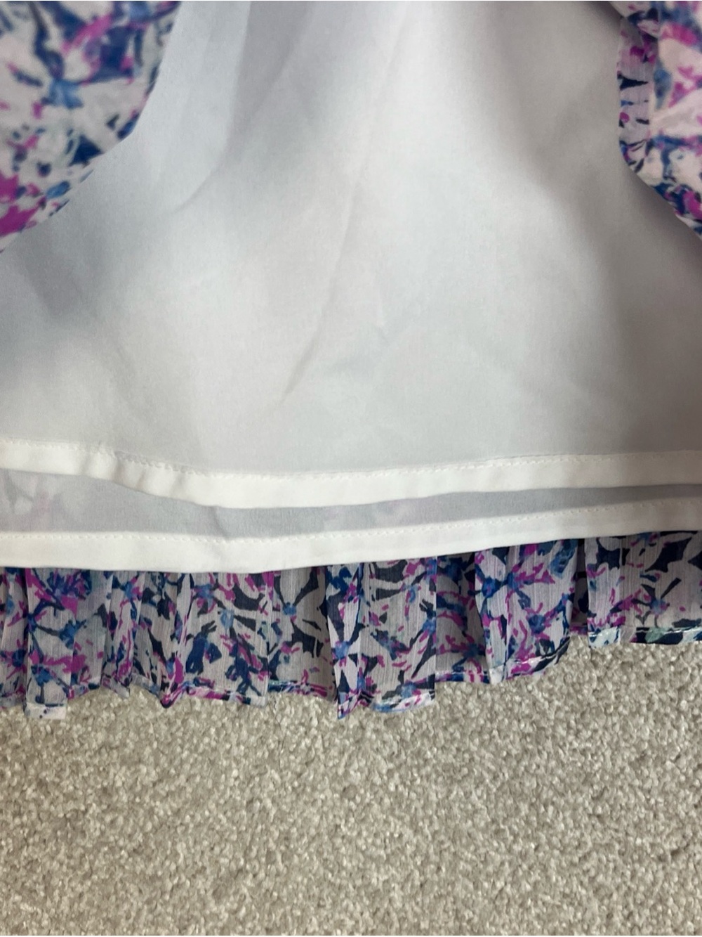Banana Republic Skirt Womens 14 Blue Floral Pleated Sheer Lined Side Zip- 5139 - Picture 6 of 11
